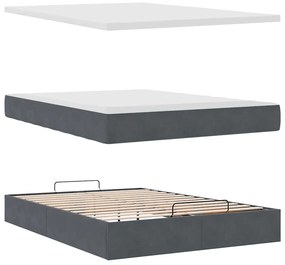 vidaXL Οθωμανικό κρεβάτι με στρώμα σκούρο γκρι 140x190cm Βελούδο
