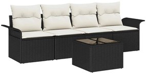 vidaXL Σετ Καναπέ Κήπου με μαξιλάρι 5 pcs Μαύρο, Κρέμα 55 x 55 x 37 εκ