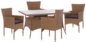 ΣΕΤ ΤΡΑΠΕΖΑΡΙΑΣ 5ΤΜΧ ΤΡΑΠ. 150Χ90 & ΠΟΛΥΘΡΟΝΕΣ WICKER RATTAN ΜΠΕΖ ΚΑΦΕ HM11714.02