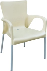 LARA Πολυθρόνα Pro Dining Στοιβαζόμενη, ALU Silver, PP - UV Protection Απόχρωση Εκρού   1τμχ