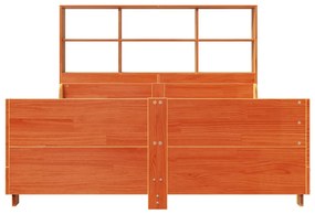 Κρεβάτι Βιβλιοθήκη Χωρίς Στρώμα Καφέ 135x190 εκ Μασίφ Πεύκο - Καφέ