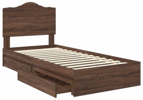 vidaXL Κρεβάτι Αποθήκης Καφέ δρυς 70 x 190 cm Επεξεργασμένο ξύλο