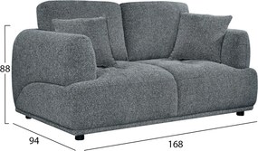 ΚΑΝΑΠΕΣ 2-ΘΕΣΙΟΣ STRUCTO HM3330.01 ΓΚΡΙ ΥΦΑΣΜΑ 168x94x88Υεκ.