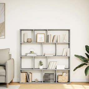 vidaXL Βιβλιοθήκη Γκρι Σκυροδέματος 132x29x141,5εκ. Επεξεργασμένο Ξύλο