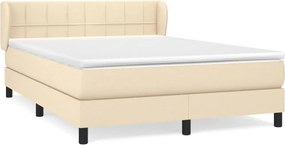 vidaXL Κρεβάτι Boxspring με Στρώμα Κρεμ 140x190 εκ. Υφασμάτινο