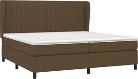 vidaXL Κρεβάτι Boxspring με Στρώμα Σκούρο Καφέ 200x200 εκ. Υφασμάτινο