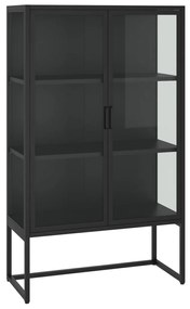 vidaXL Μπουφές Μαύρος 80 x 35 x 135 εκ. από Ατσάλι και Ψημένο Γυαλί