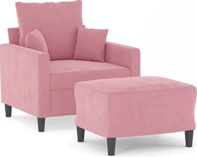 vidaXL Πολυθρόνα Ροζ 60 εκ. Βελούδινη με Υποπόδιο
