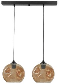 Φωτιστικό Οροφής - Ράγα Pop 02-0396 2/Ε27 Φ20x55x100cm Black-Honey Heronia Μέταλλο,Γυαλί