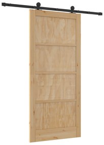 vidaXL Συρόμενη Πόρτα με Σετ Υλικών 93x202 εκ. Μασίφ Ξύλο Πεύκου