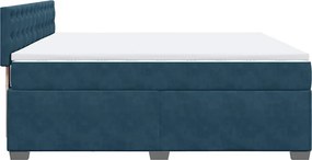 vidaXL Κρεβάτι Boxspring με Στρώμα Μπλε 200x200 εκ. Βελούδινο