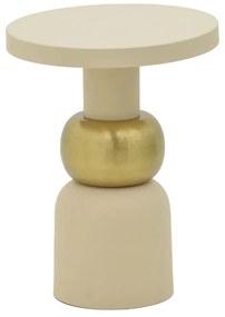 Βοηθητικό τραπέζι Enville Inart κρεμ-χρυσό μέταλλο Φ41x53εκ