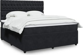 vidaXL Κρεβάτι Boxspring με Στρώμα Μαύρο 180x200 εκ. Βελούδινο