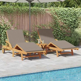vidaXL Ξαπλώστρα 2 pcs Taupe 200 x 67 x 84εκ Μασίφ ξύλο ακακίας