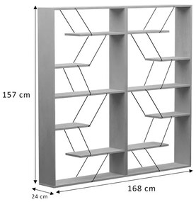 Βιβλιοθήκη Tars pakoworld γκρι-λευκό 168x24x157εκ - 225-000045