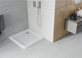 Mexen Flat τετράγωνο ντους slim 90 x 90 cm, λευκό, σιφόνι χρώμιο - 40109090