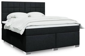 vidaXL Κρεβάτι Boxspring με Στρώμα Μαύρο 180x200 εκ. Υφασμάτινο