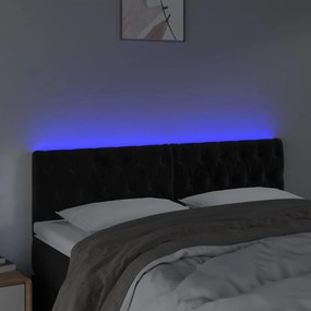 Κεφαλάρι Κρεβατιού LED Μαύρο 144x7x78/88 εκ. Βελούδινο - Μαύρο