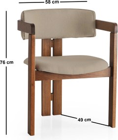 Καρέκλα Καρυδί / Βιζόν CLIDO 58x49x76