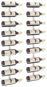 vidaXL Ραφιέρες Κρασιών Τοίχου για 9 Φιάλες 2 τεμ. Λευκές Σιδερένιες