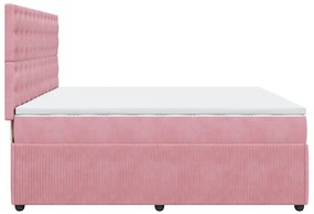 vidaXL Κρεβάτι Boxspring με Στρώμα Ροζ 200x200 εκ. Βελούδινο