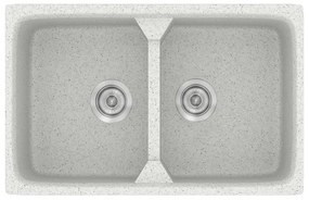 Νεροχύτης Κουζίνας Συνθετικός 78*51 εκ.2 Γούρνες Granite White Ένθετος Eρμάριο 80 εκ.Sanitec Modern 318