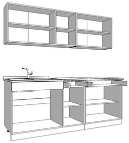 Σύνθεση Κουζίνα Dalila 200 Γκρί Δρύς - Γκρί 200*51,5*206,5 εκ.