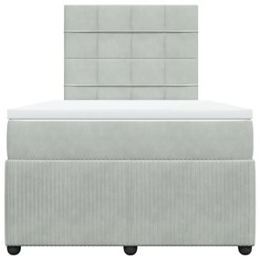 vidaXL Κρεβάτι Boxspring με Στρώμα Ανοιχτό Γκρι 120x190 εκ. Βελούδινο