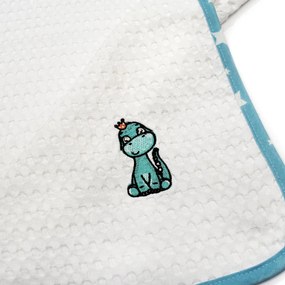 Κουβέρτα Πικέ Αγκαλιάς (80x110) Dimcol Dinosaur 180 White-Sky Blue