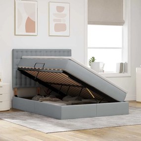 vidaXL Κρεβάτι με αποθηκευτικό χώρο και LED Ανοιχτό γκρι 140 x 200 cm