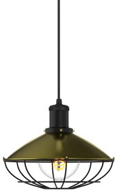 Φωτιστικό Κρεμαστό Μονόφωτο Μεταλλικό Μπρονζέ με μαύρες λεπτομέρειες E27 25x25x150cm