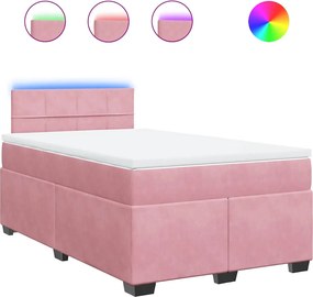 vidaXL Κρεβάτι Boxspring με Στρώμα Ροζ 120x190 εκ. Βελούδινο