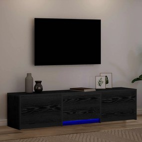 vidaXL Τηλεοπτική βιβλιοθήκη με LED Μαύρη Δρυς 165 x 34 x 40 εκ.