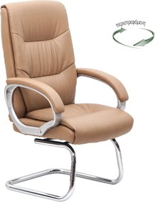 BF6400V Πολυθρόνα Επισκέπτη Μέταλλο Χρώμιο, PU Μπεζ   1τμχ
