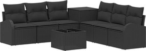 vidaXL Σετ Καναπέ 8 τμχ. Μαύρο 55 x 55 x 37 εκ Πολυ-ρακί και Χάλυβας