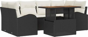 vidaXL Σετ Καναπέ Κήπου με μαξιλάρι 7 pcs Μαύρο και κρεμ