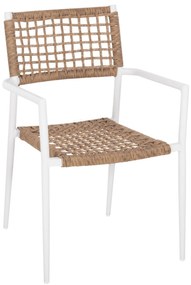 Καρέκλα - Πολυθρόνα TRILAN C6044.01 Λευκή Αλουμινίου με Φυσικό Συνθετικό Rattan 55,5x55x84Υεκ. 55.5x55x84 εκ.