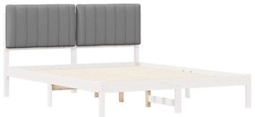 vidaXL Σκελετός Κρεβατιού με Επενδεδυμένο Κεφαλάρι Ανοιχτό γκρι