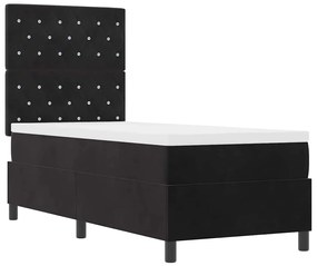vidaXL Κρεβάτι με ελατήρια με στρώμα Μαύρο 80 x 200 cm Βελούδο
