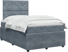vidaXL Κρεβάτι box spring με στρώμα Σκούρο Γκρι 120 x 200 cm Βελούδο