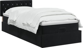 vidaXL Κρεβάτι Ottoman με στρώμα Μαύρο 100 x 200 cm Βελούδο