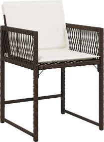 vidaXL Καρέκλες Κήπου 4 τεμ. Καφέ Συνθ. Ρατάν Μαξιλάρια