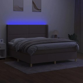 vidaXL Κρεβάτι Boxspring με Στρώμα &amp; LED Taupe 180x200 εκ. Υφασμάτινο