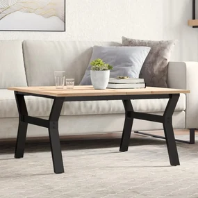 vidaXL Τραπεζάκι Σαλονιού Πλαίσιο Υ 90x90x45εκ Μασίφ Πεύκο/Ατσάλι