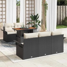 vidaXL Σετ Καναπέ Κήπου 6 pcs Μαύρο και κρεμ 100 x 55 x 73 εκ