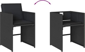 vidaXL Σετ Τραπεζαρίας Κήπου 13τεμ. Μαύρο από Συνθ. Ρατάν με Μαξιλάρια