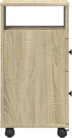 vidaXL Ντουλάπι Μπάνιου Στενό με Ροδάκια Sonoma Δρυς Επεξ. Ξύλο