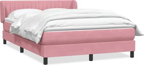 vidaXL Κρεβάτι Boxspring με Στρώμα Ροζ 140x210 εκ. Βελούδινο