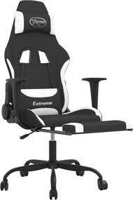 vidaXL Καρέκλα Gaming Μαύρο/Λευκό Ύφασμα με Υποπόδιο