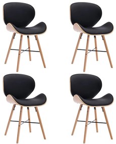 vidaXL Καρέκλες Τραπεζαρίας 4 τεμ. Μαύρες Συνθετικό Δέρμα/Λυγισμ. Ξύλο